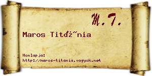 Maros Titánia névjegykártya